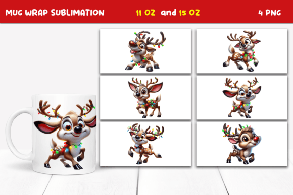 Download Funny Christmas Reindeer, Mug Wrap - Christmas reindeer Collection