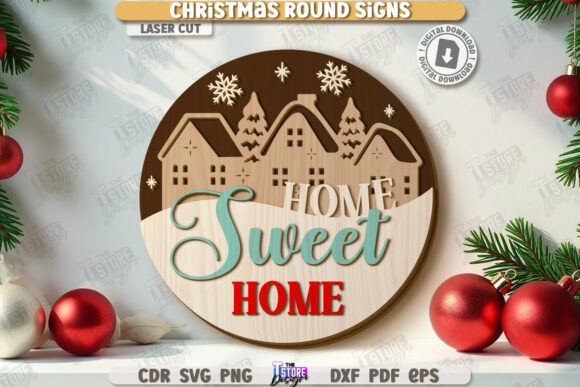 Download Christmas Round Sign Laser Cut | Winter - Christmas round sign laser cut Collection