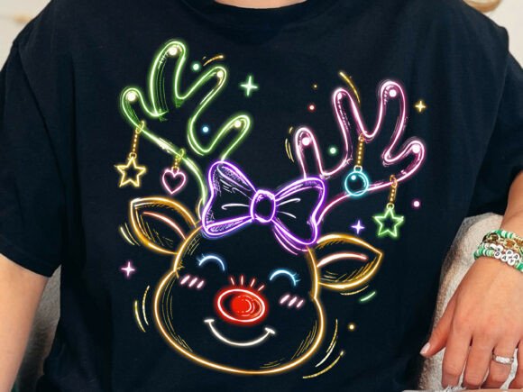 Download Neon Coquette Christmas Reindeer Png - Christmas reindeer Collection