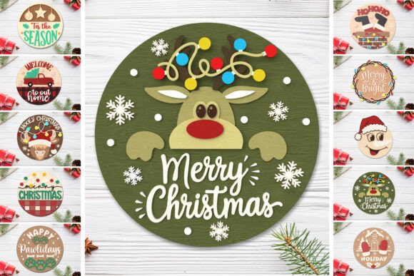Download Christmas Round Sign Bundle - 10 Designs - Christmas round sign bundle Collection